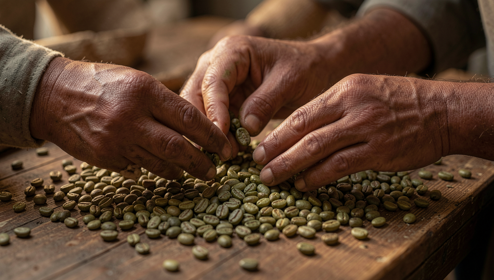 Sorting Green Coffee Beans